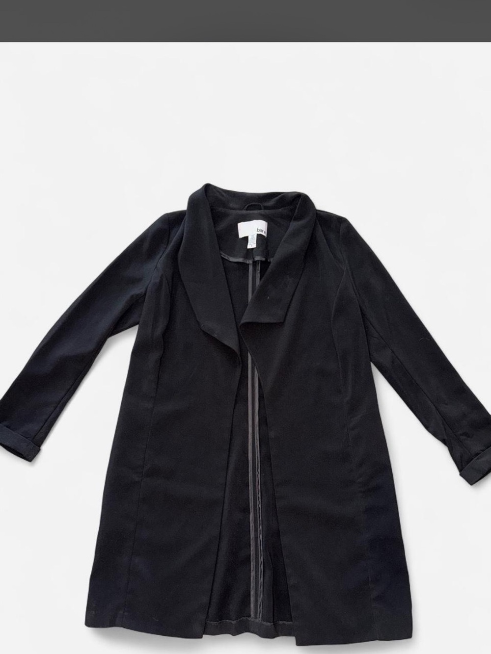 Bar III Black Open-Front Trench Coat